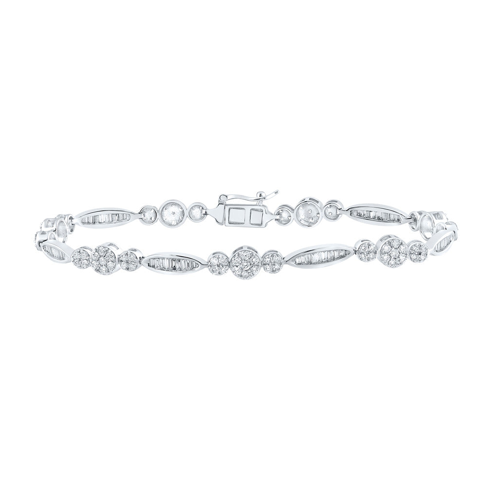 14kt White Gold Womens Round Diamond Fashion Bracelet 2 Cttw