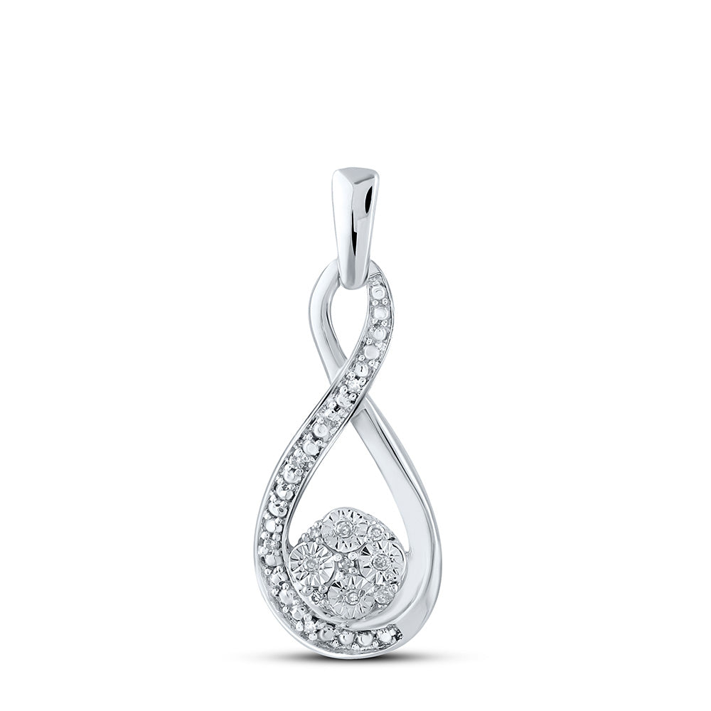 Sterling Silver Womens Round Diamond Fashion Pendant .03 Cttw