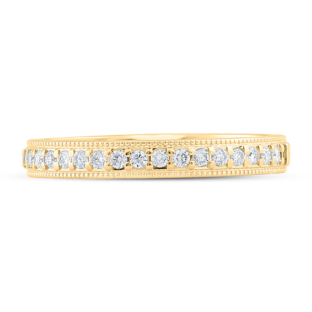 14kt Yellow Gold Womens Round Diamond Wedding Single Row Band 1/5 Cttw