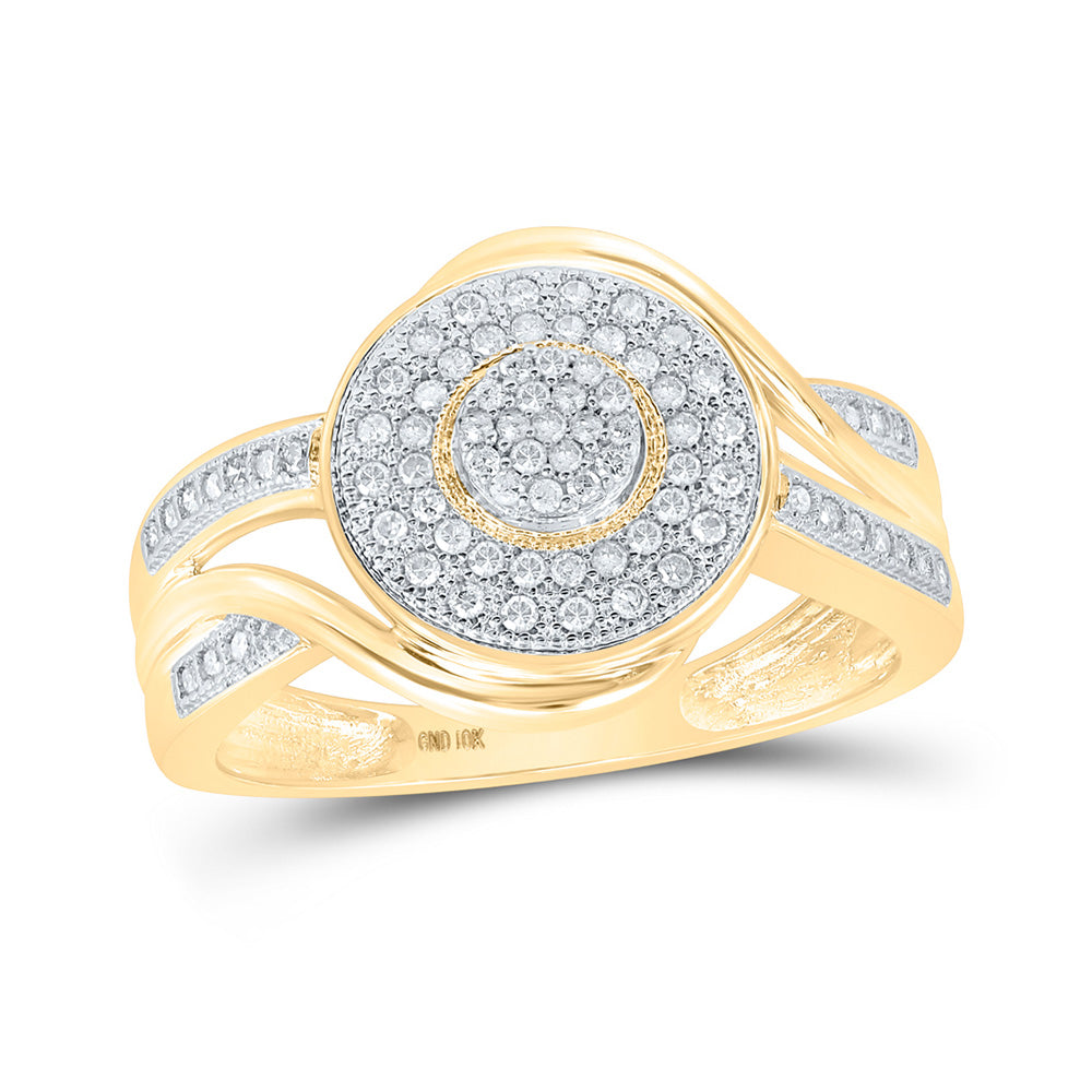 10kt Yellow Gold Womens Round Diamond Circle Cluster Ring 1/4 Cttw