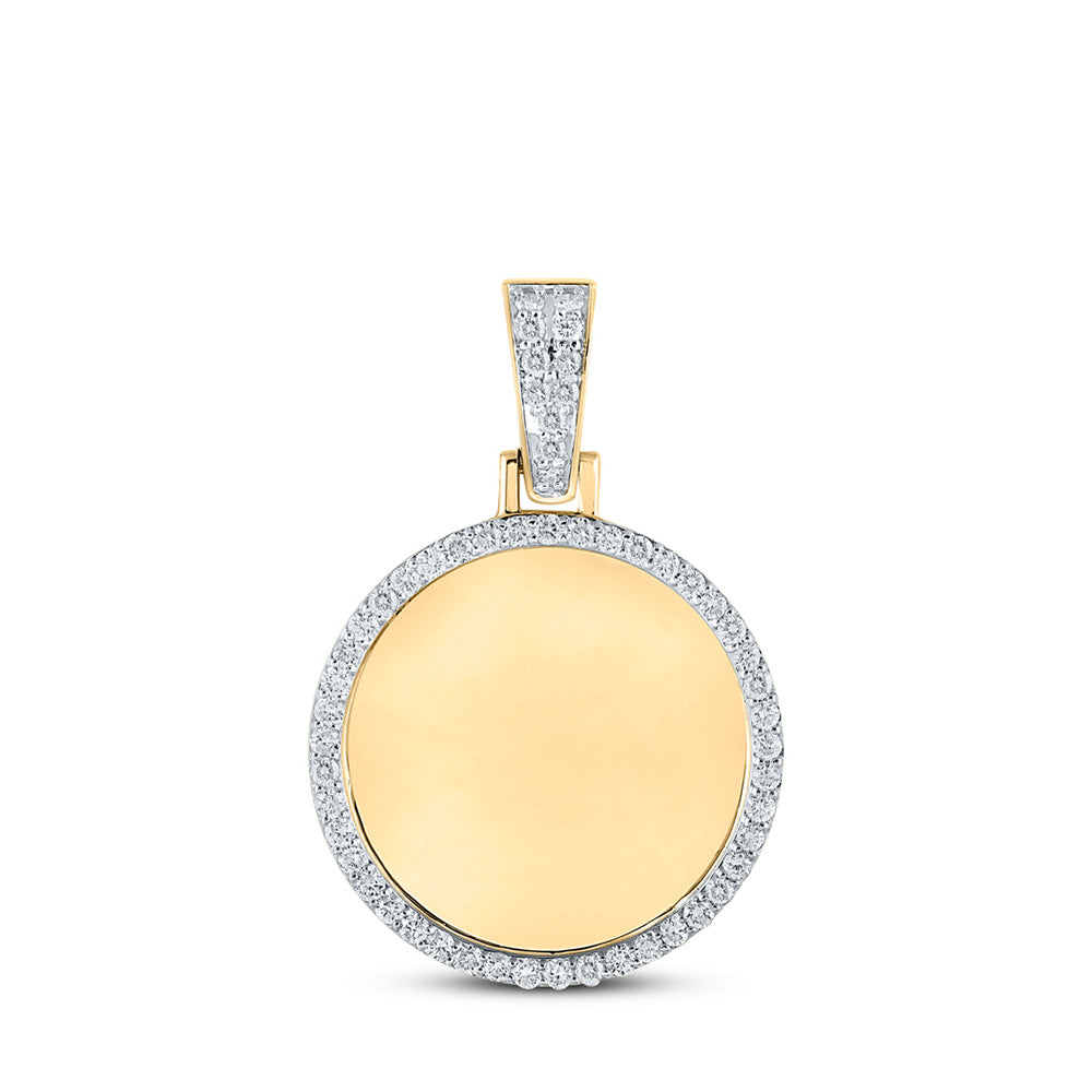 10kt Yellow Gold Mens Round Diamond Memory Circle Charm Pendant 2 Cttw