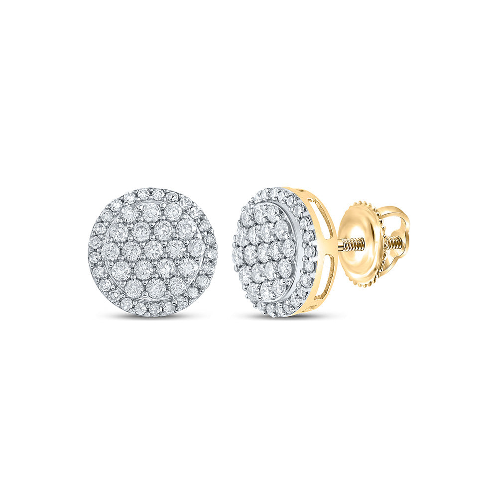 10kt Yellow Gold Womens Round Diamond Cluster Earrings 1/2 Cttw