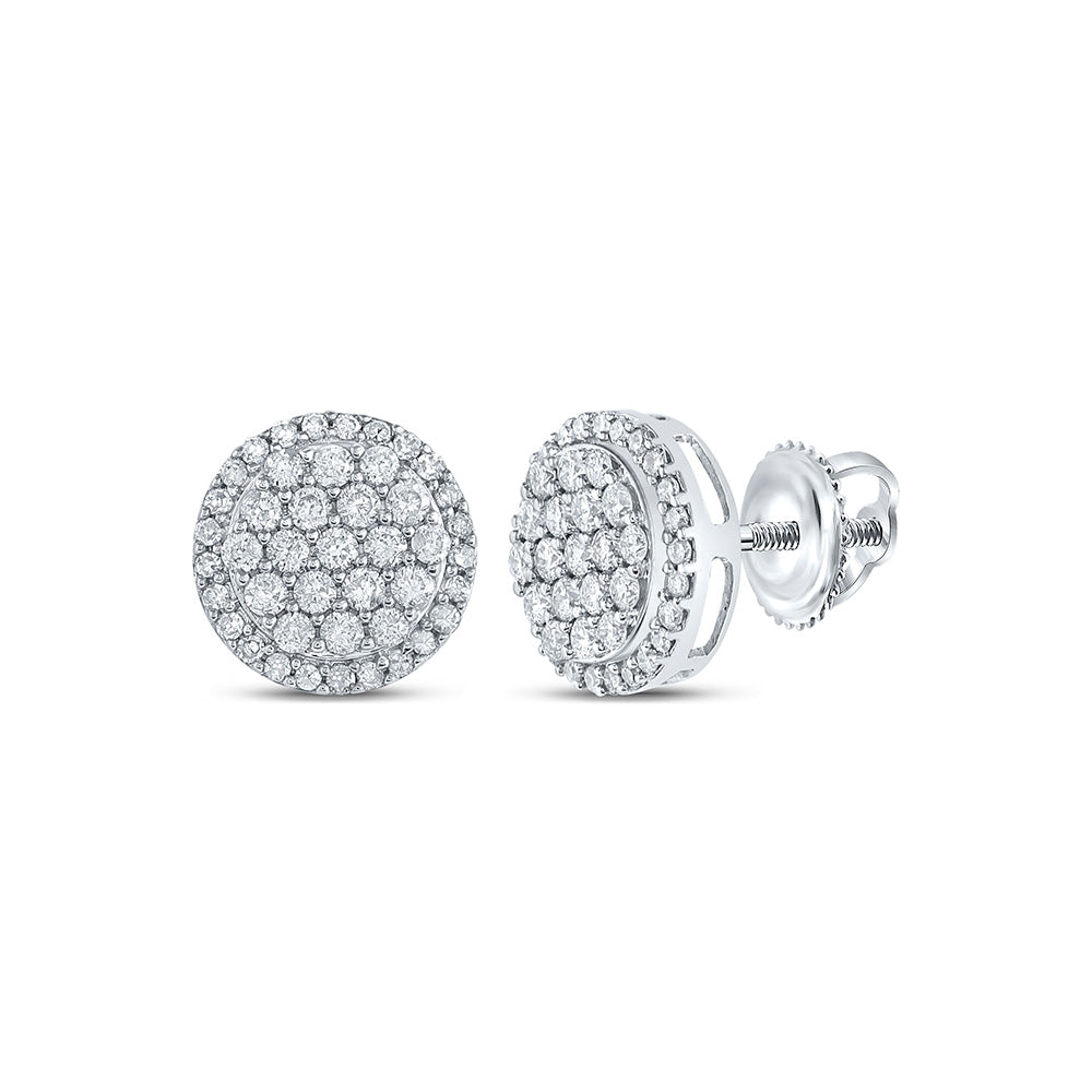 10kt White Gold Womens Round Diamond Cluster Earrings 1/2 Cttw