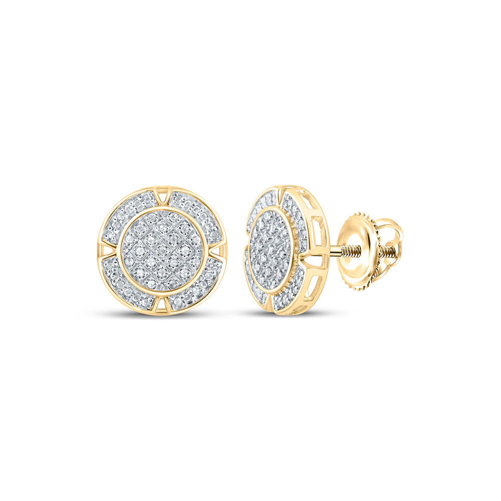 10kt Yellow Gold Mens Round Diamond Circle Earrings 1/4 Cttw