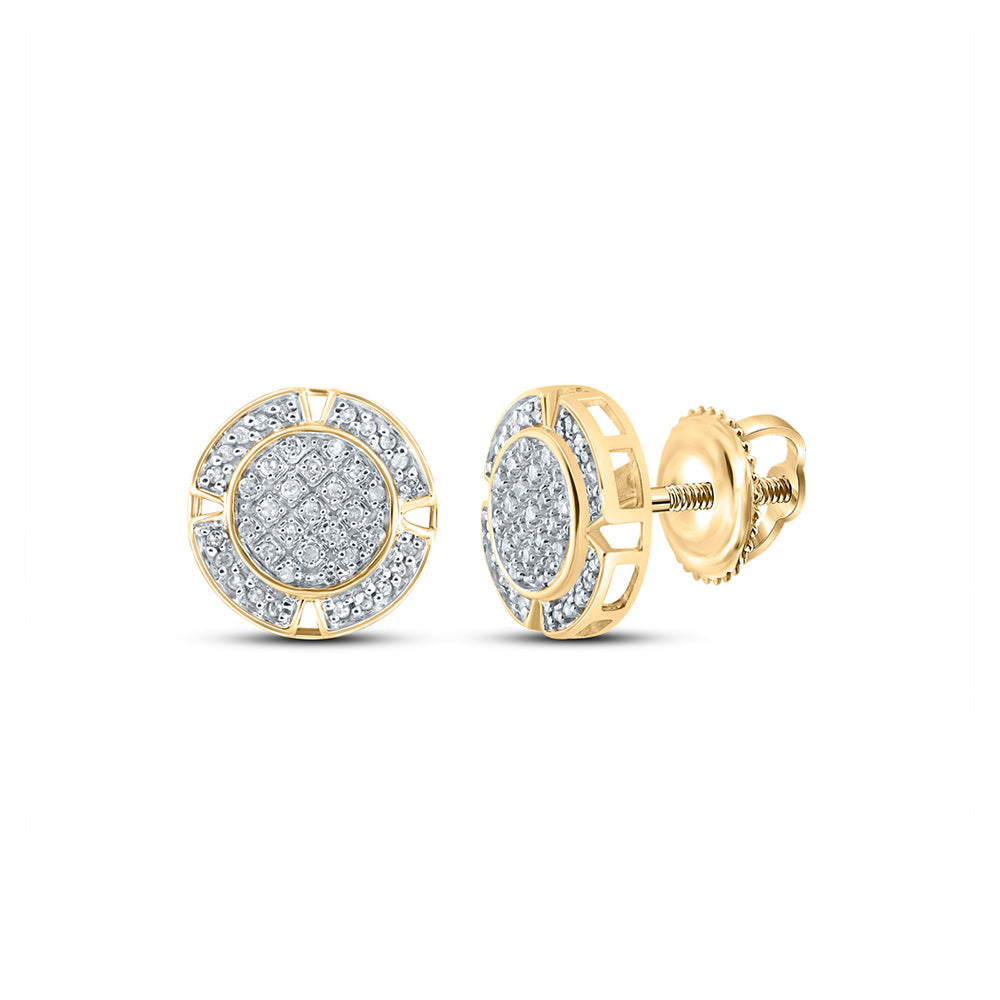 10kt Yellow Gold Mens Round Diamond Circle Earrings 1/5 Cttw