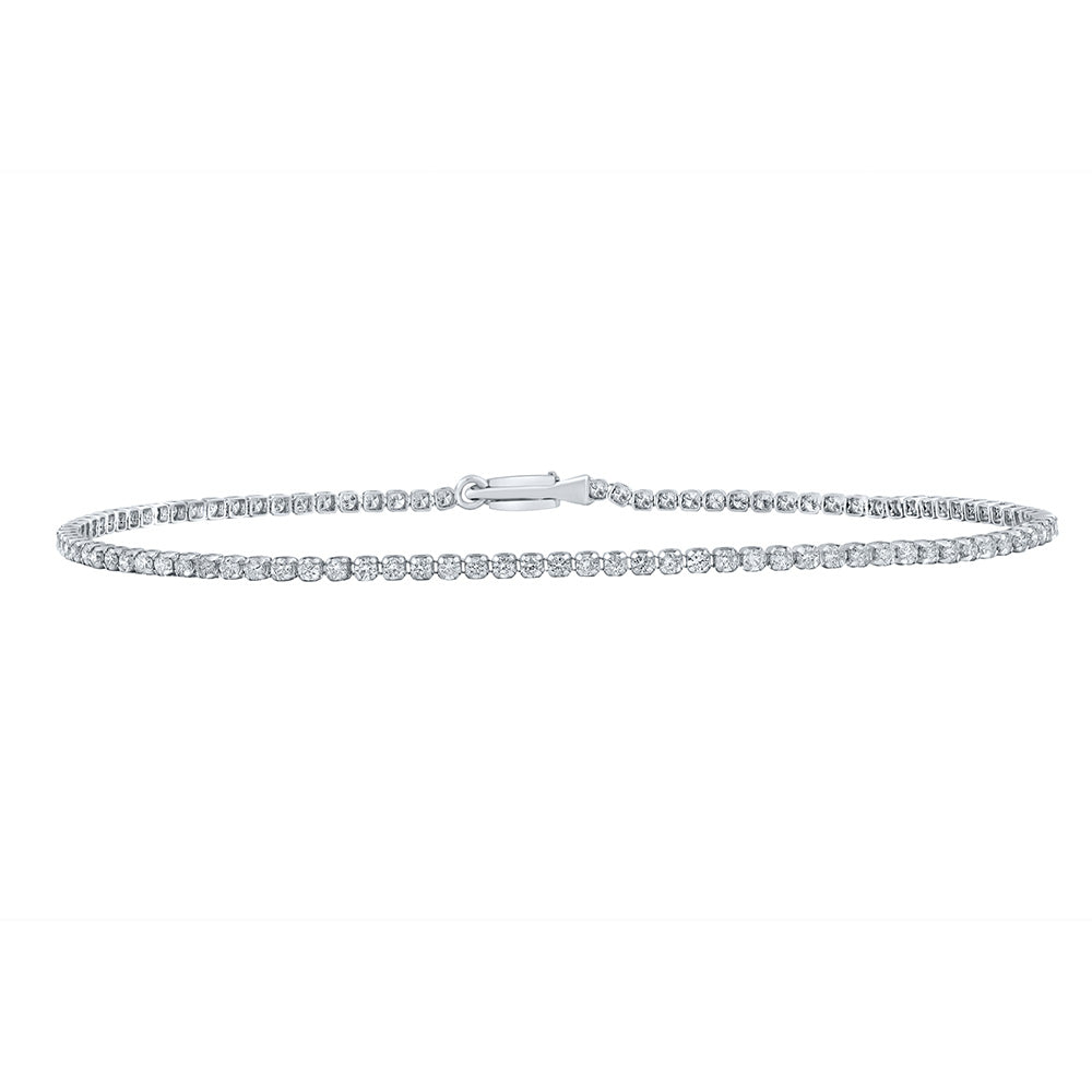 10kt White Gold Womens Round Diamond Tennis Bracelet 1-1/5 Cttw