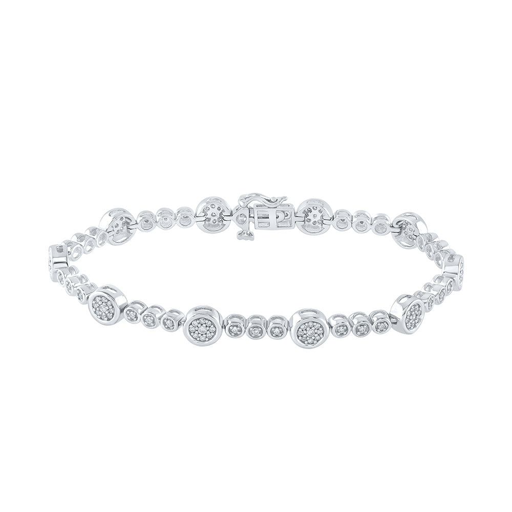 10kt White Gold Womens Round Diamond Fashion Bracelet 1 Cttw