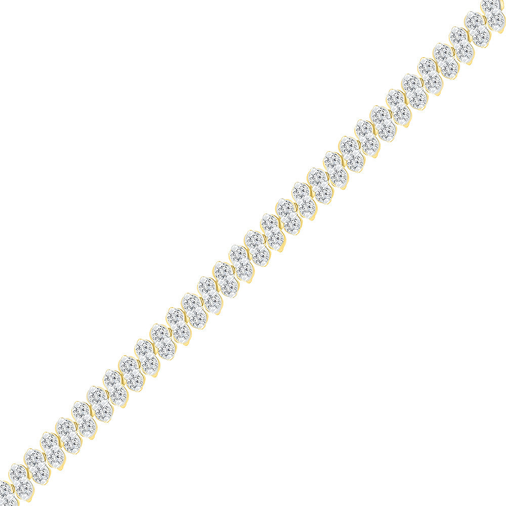 10kt Yellow Gold Womens Round Diamond Tennis Bracelet 1-1/2 Cttw