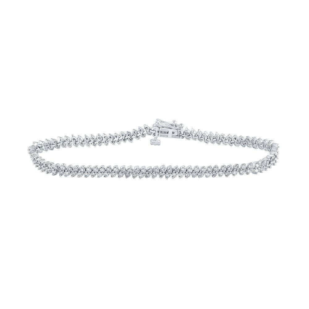 10kt White Gold Womens Round Diamond Tennis Bracelet 1-1/2 Cttw