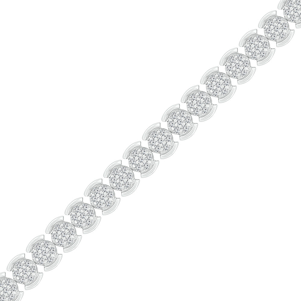 10kt White Gold Womens Round Diamond Fashion Bracelet 2 Cttw