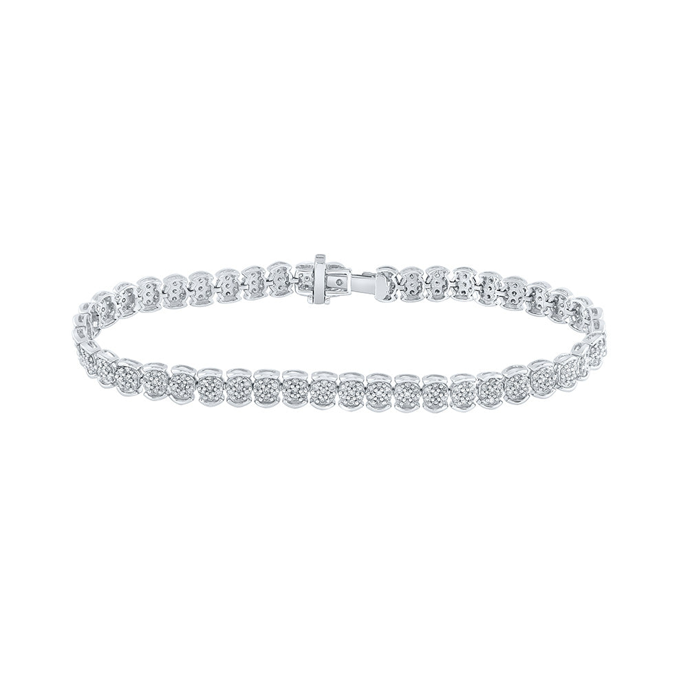 10kt White Gold Womens Round Diamond Fashion Bracelet 2 Cttw