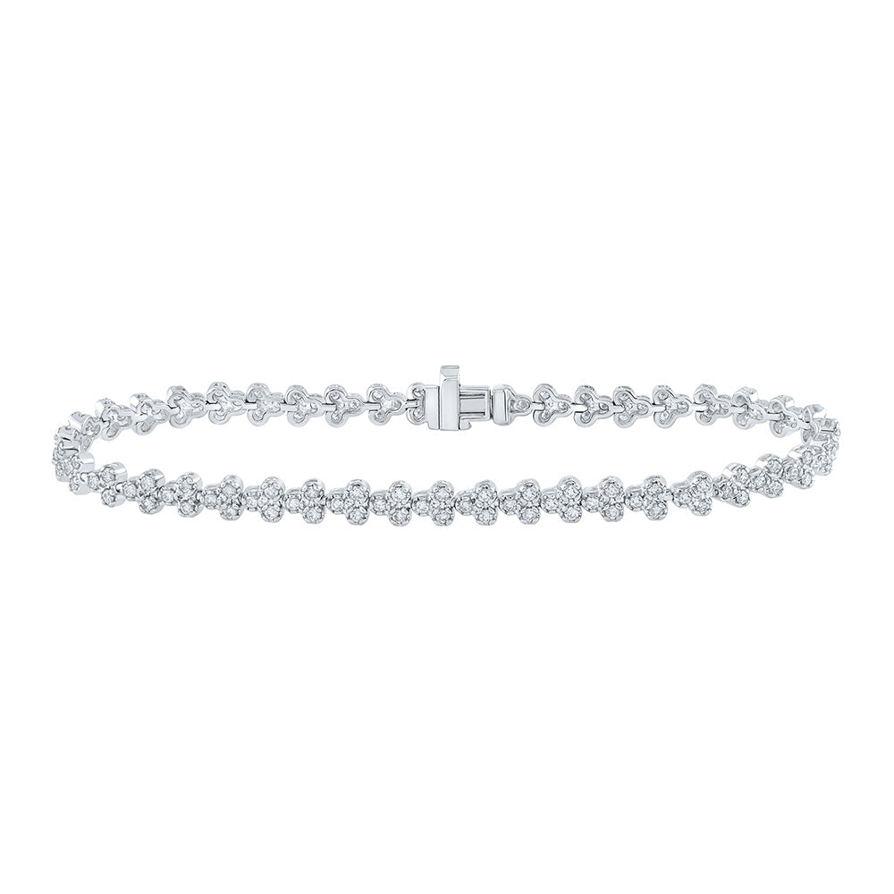 10kt White Gold Womens Round Diamond Fashion Bracelet 2 Cttw