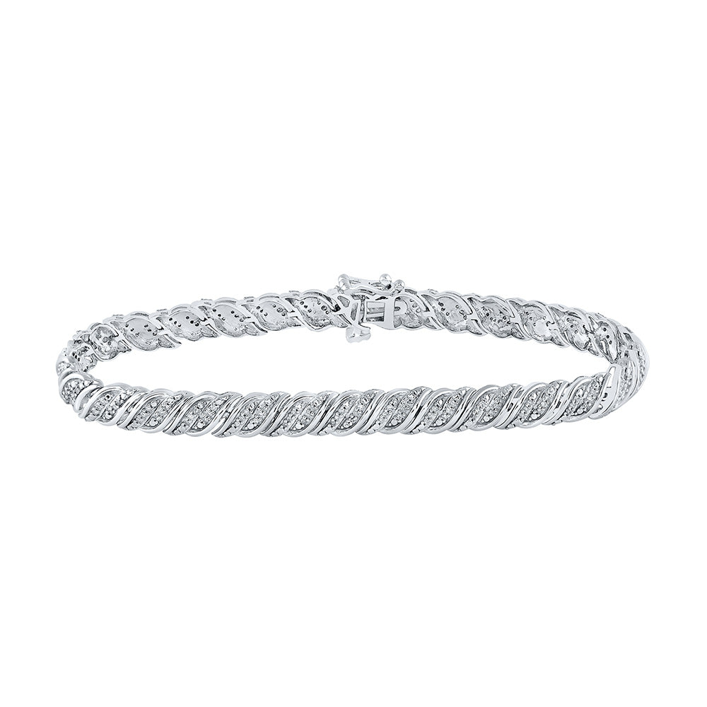 10kt White Gold Womens Round Diamond Tennis Bracelet 1/2 Cttw