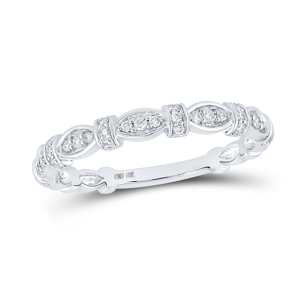 10kt White Gold Womens Round Diamond Stackable Band Ring 1/6 Cttw