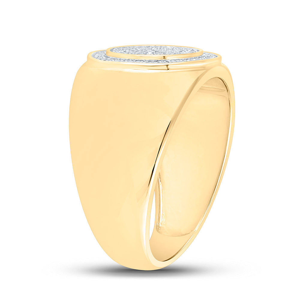 10kt Yellow Gold Mens Round Diamond Circle Ring 1/3 Cttw