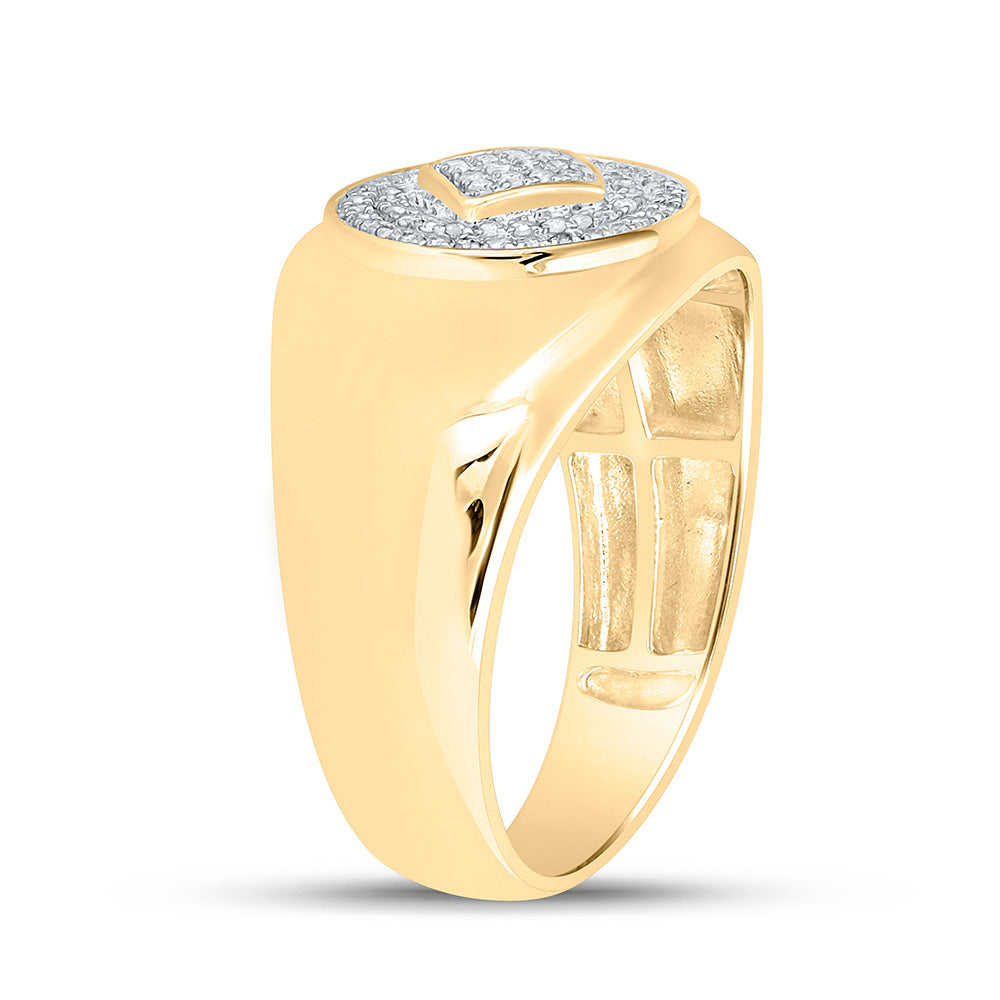 10kt Yellow Gold Mens Round Diamond Cluster Ring 1/5 Cttw