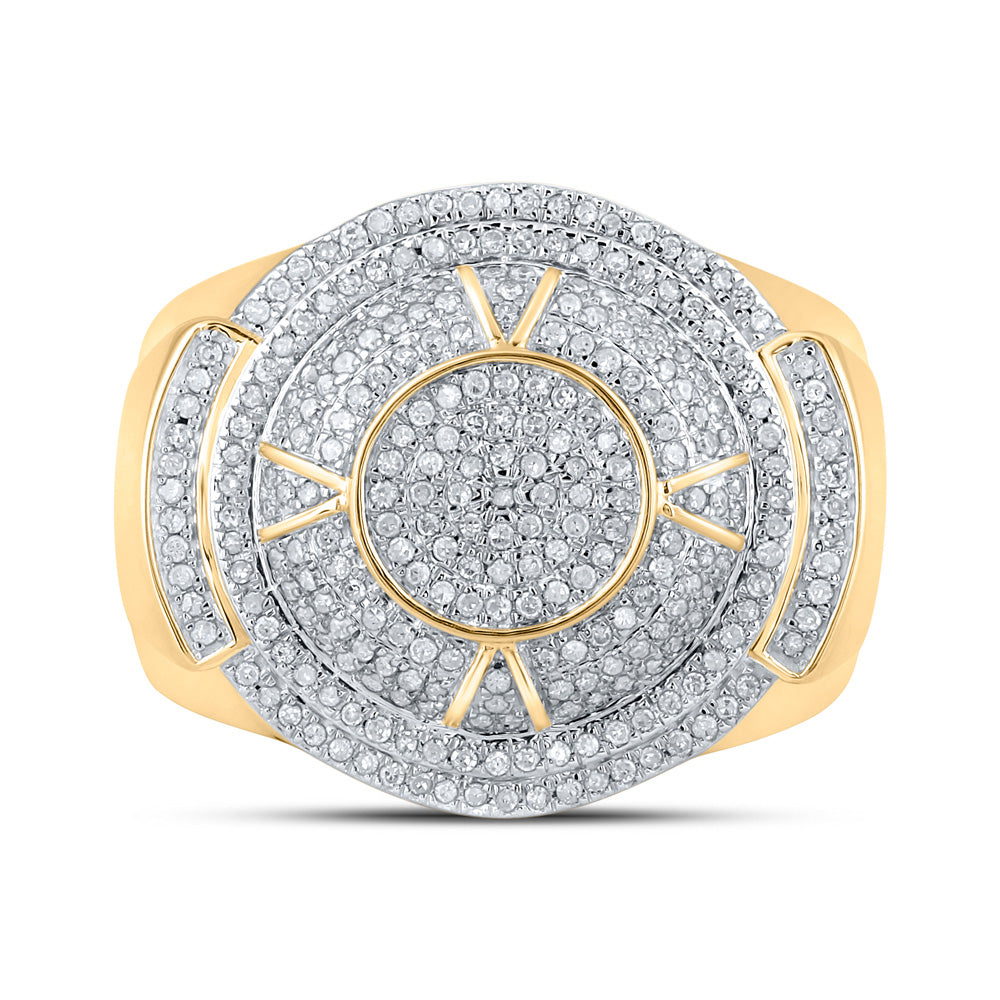 10kt Yellow Gold Mens Round Diamond Circle Ring 3/4 Cttw