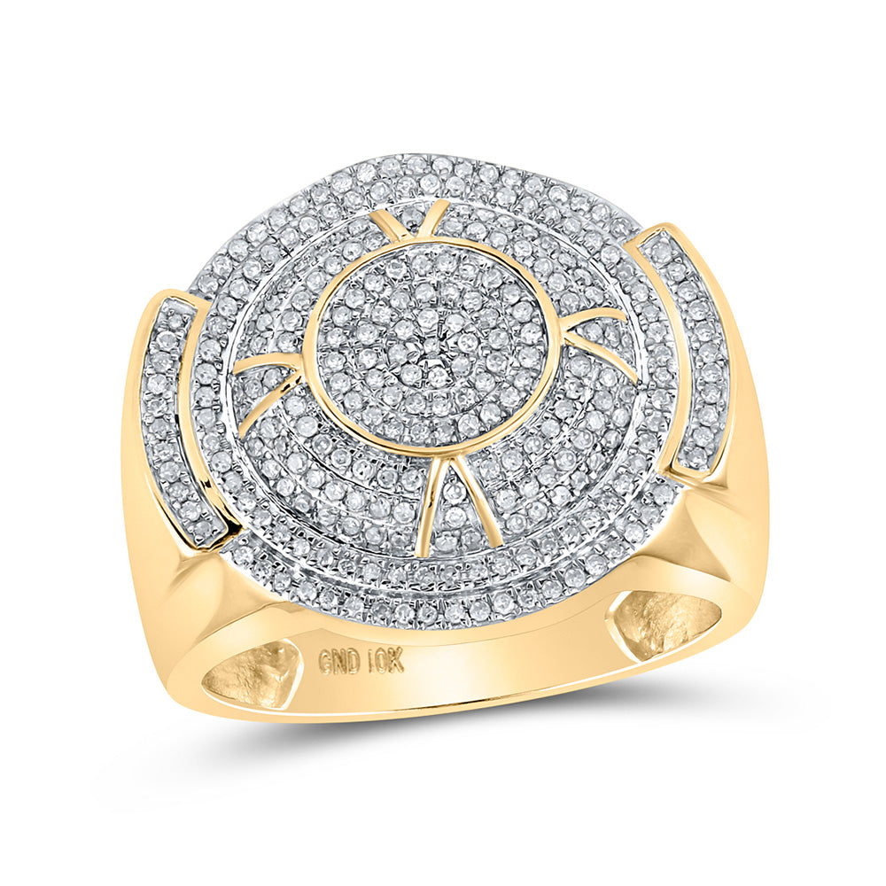 10kt Yellow Gold Mens Round Diamond Circle Ring 3/4 Cttw