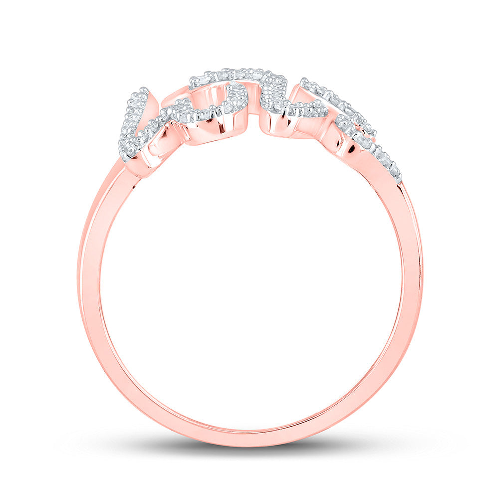 10kt Rose Gold Womens Round Diamond Love Fashion Ring 1/5 Cttw