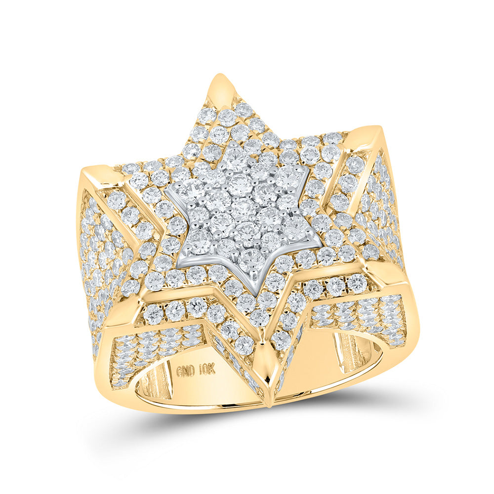 10kt Two-tone Gold Mens Round Diamond Magen David Star Ring 5 Cttw