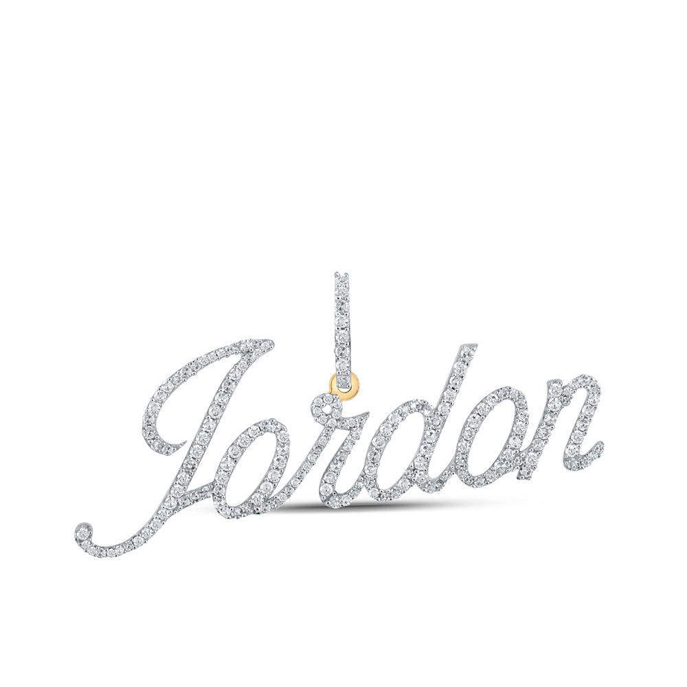 10kt Yellow Gold Mens Round Diamond Jordon Charm Pendant 7/8 Cttw