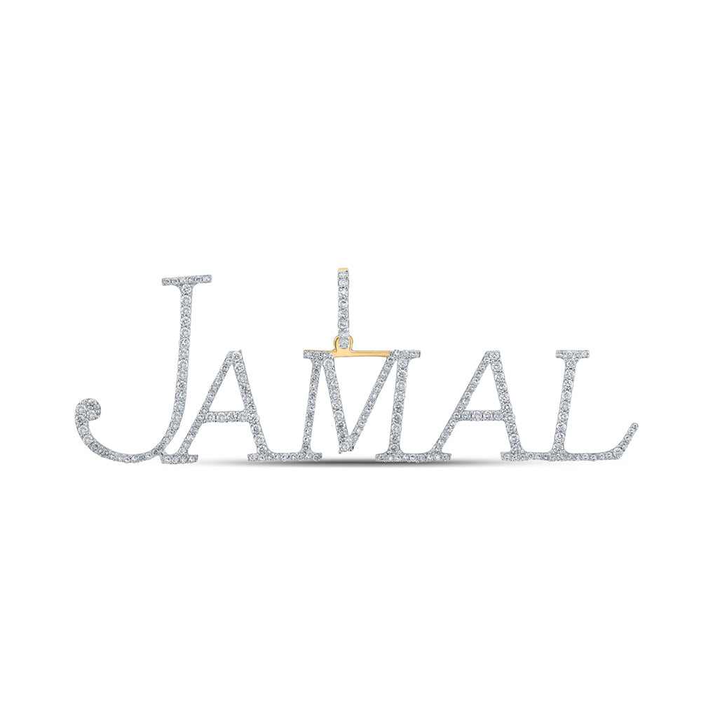 10kt Yellow Gold Mens Round Diamond JAMAL Name Charm Pendant 1-1/5 Cttw