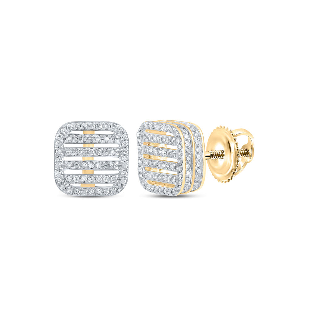 10kt Yellow Gold Womens Round Diamond Square Earrings 3/4 Cttw