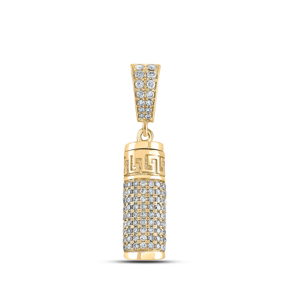 10kt Yellow Gold Mens Round Diamond Urn Cylinder Charm Pendant 1 Cttw