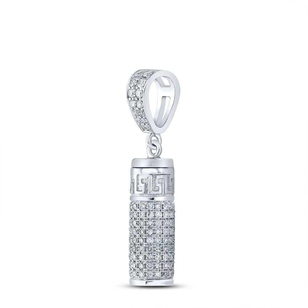 10kt White Gold Mens Round Diamond Urn Cylinder Charm Pendant 1 Cttw