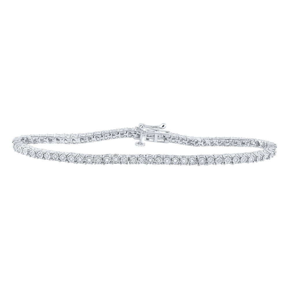 Sterling Silver Womens Round Diamond Fashion Bracelet 1/2 Cttw