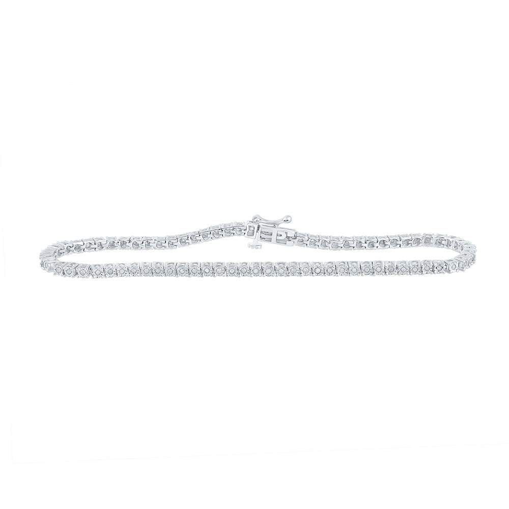 Sterling Silver Womens Round Diamond Fashion Bracelet 1/2 Cttw