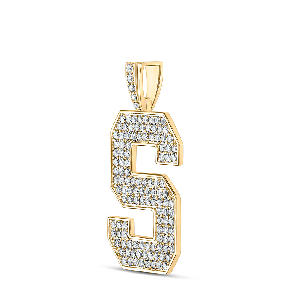 10kt Yellow Gold Mens Round Diamond S Initial Letter Charm Pendant 2 Cttw