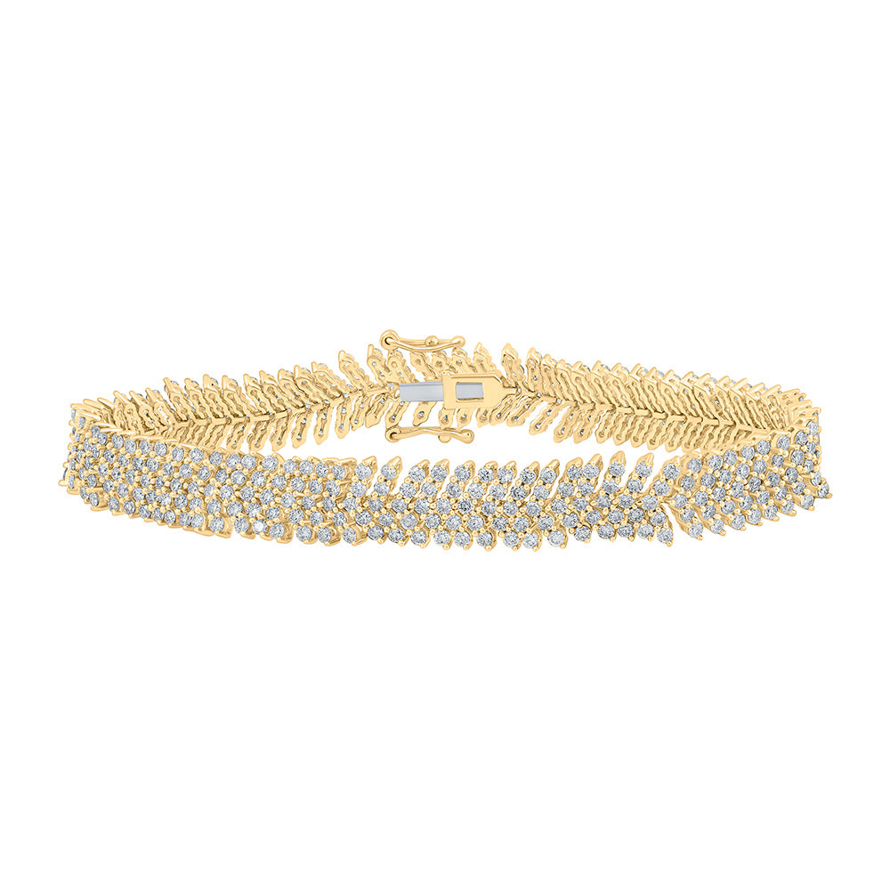 10kt Yellow Gold Womens Round Diamond Fashion Bracelet 7-1/5 Cttw