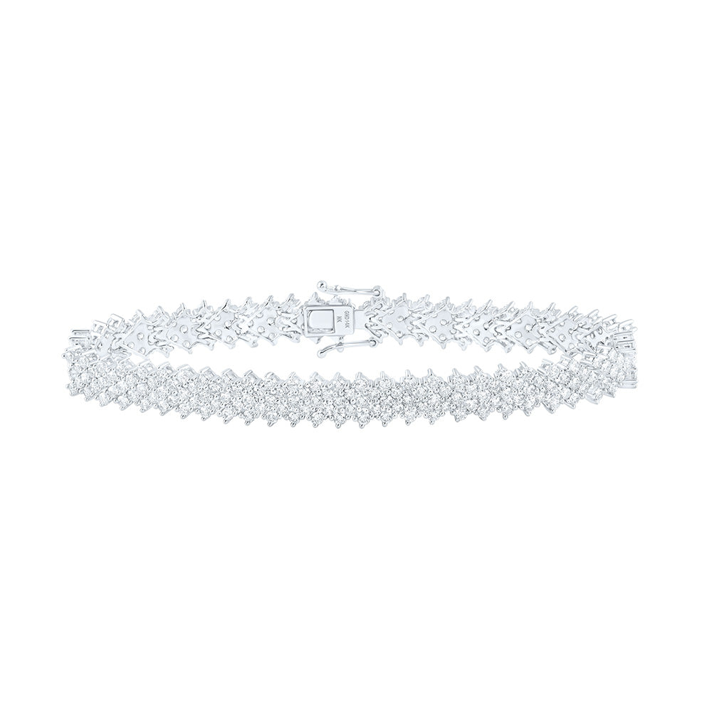 10kt White Gold Womens Round Diamond Fashion Bracelet 7 Cttw