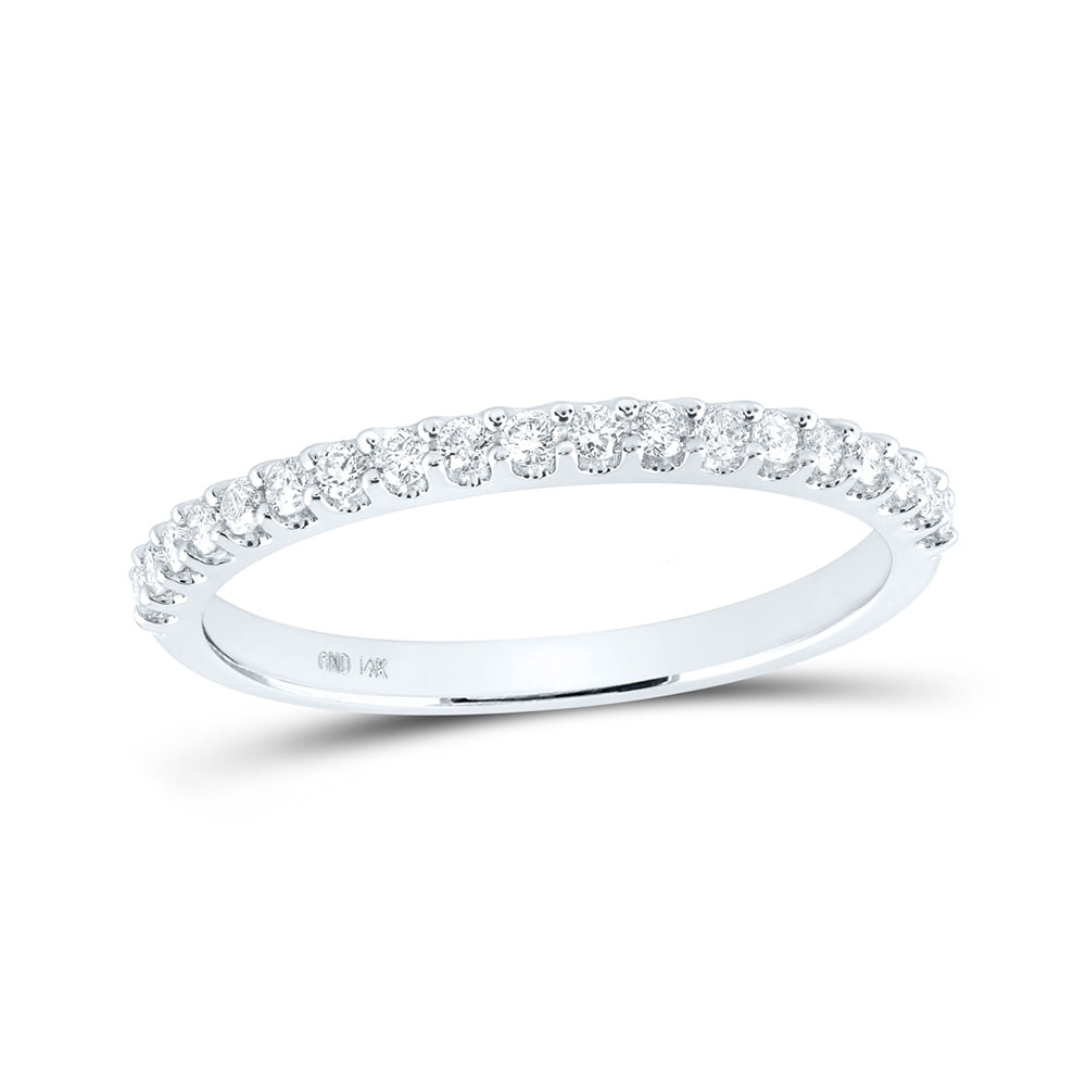 14kt White Gold Womens Round Diamond Wedding Single Row Band 1/4 Cttw