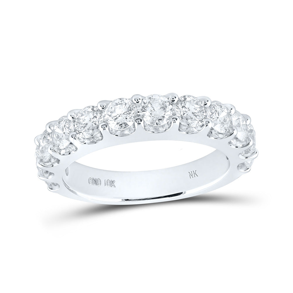 14kt White Gold Womens Round Diamond Wedding Single Row Band 2 Cttw