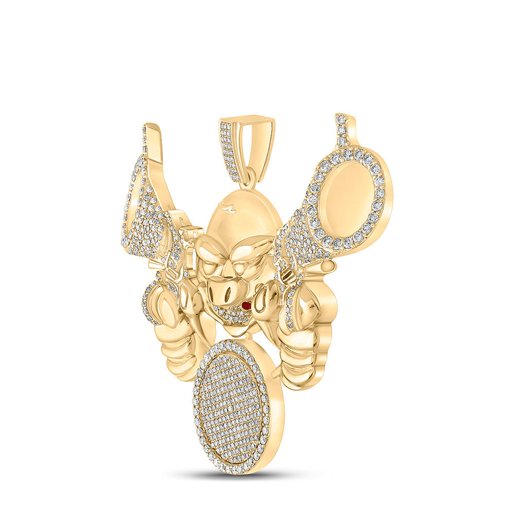 10kt Yellow Gold Mens Round Diamond Hold Up Charm Pendant 3-1/4 Cttw