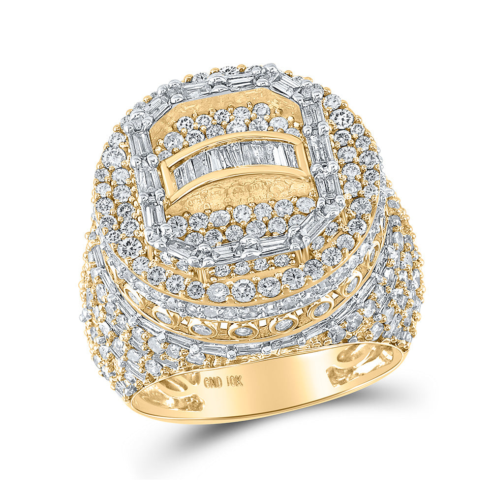 10kt Yellow Gold Mens Round Diamond Statement Circle Ring 5-1/4 Cttw