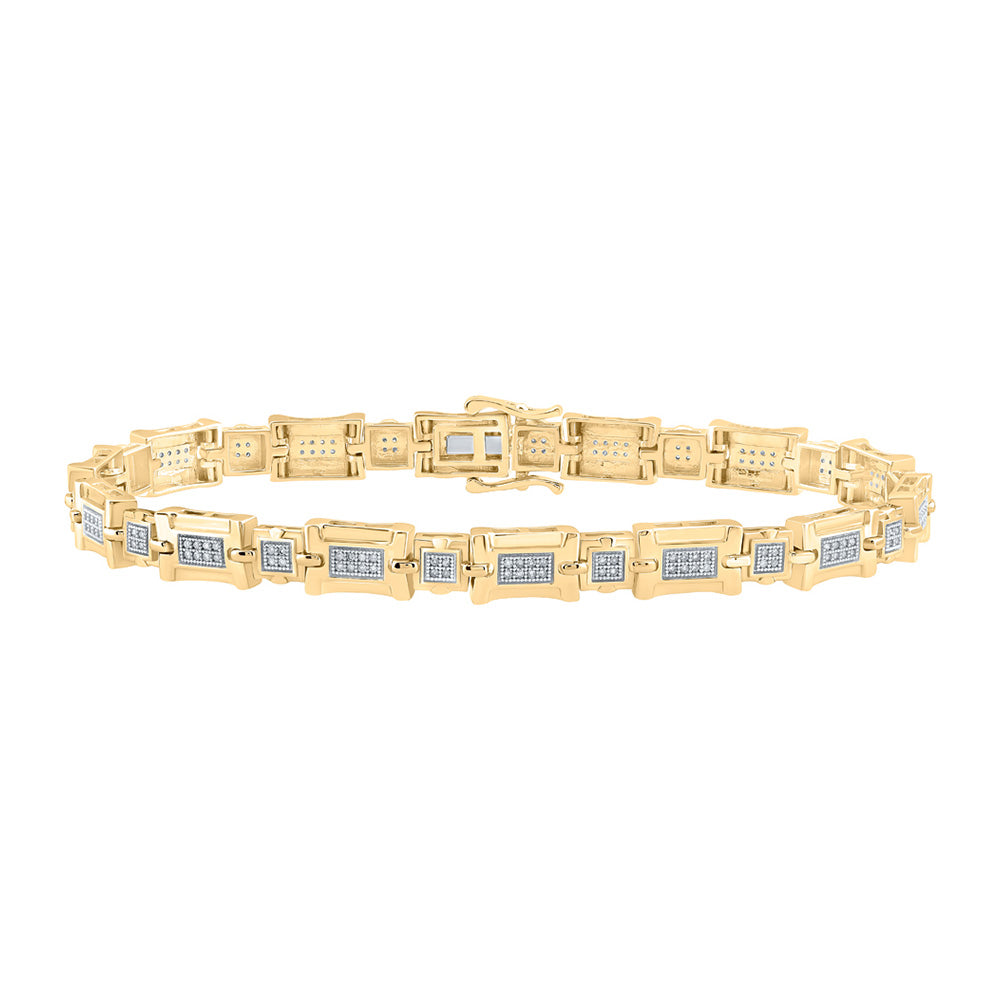 10kt Yellow Gold Mens Round Diamond Link Bracelet 1/2 Cttw