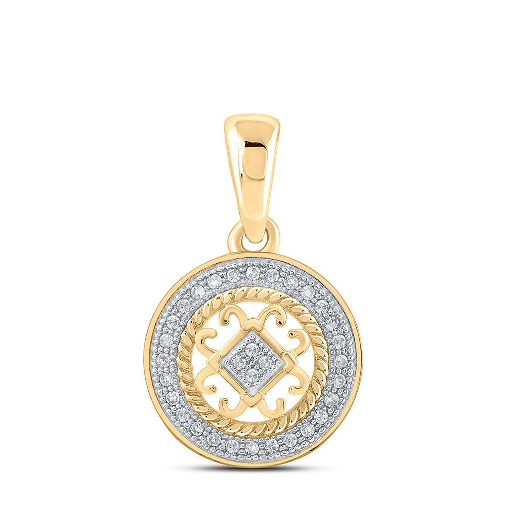 10kt Yellow Gold Womens Round Diamond Circle Pendant 1/10 Cttw