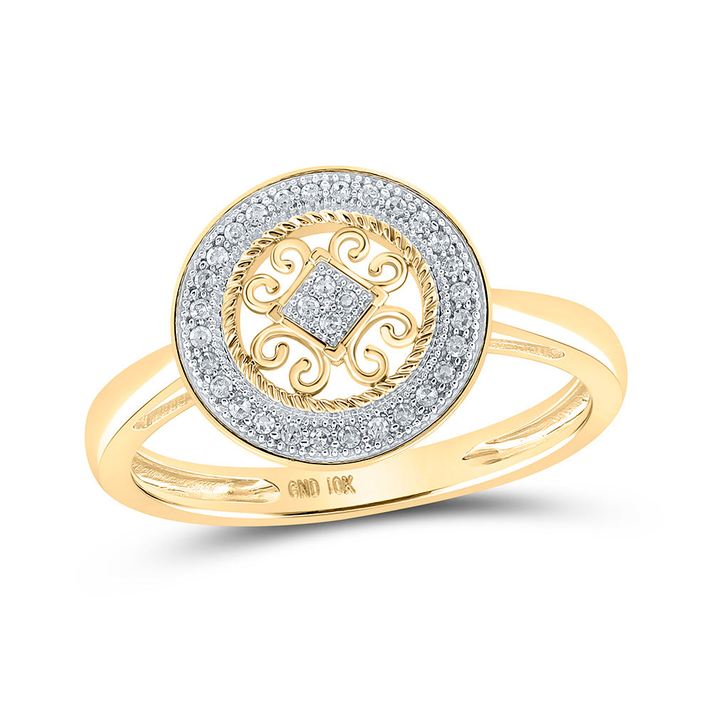 10kt Yellow Gold Womens Round Diamond Circle Ring 1/10 Cttw