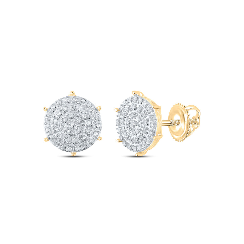 10kt Yellow Gold Womens Round Diamond Cluster Earrings 1/5 Cttw