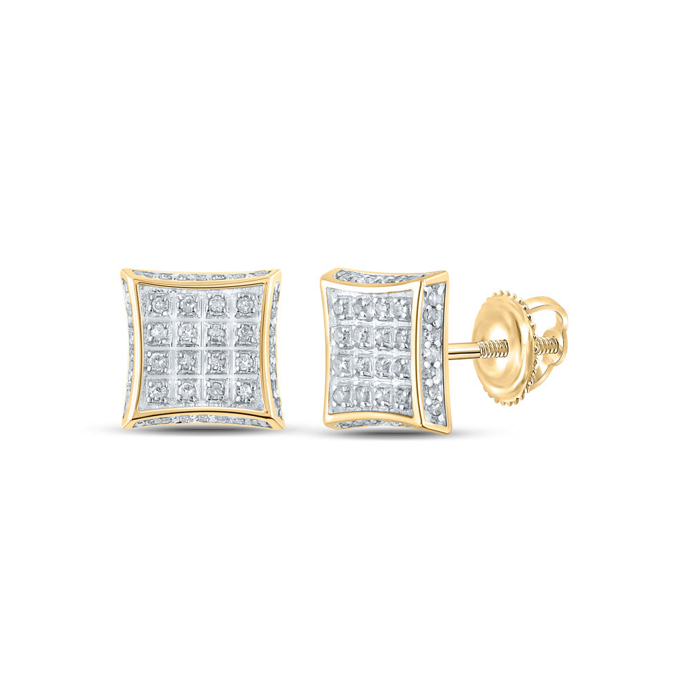 10kt Yellow Gold Womens Round Diamond Square Earrings 1/4 Cttw