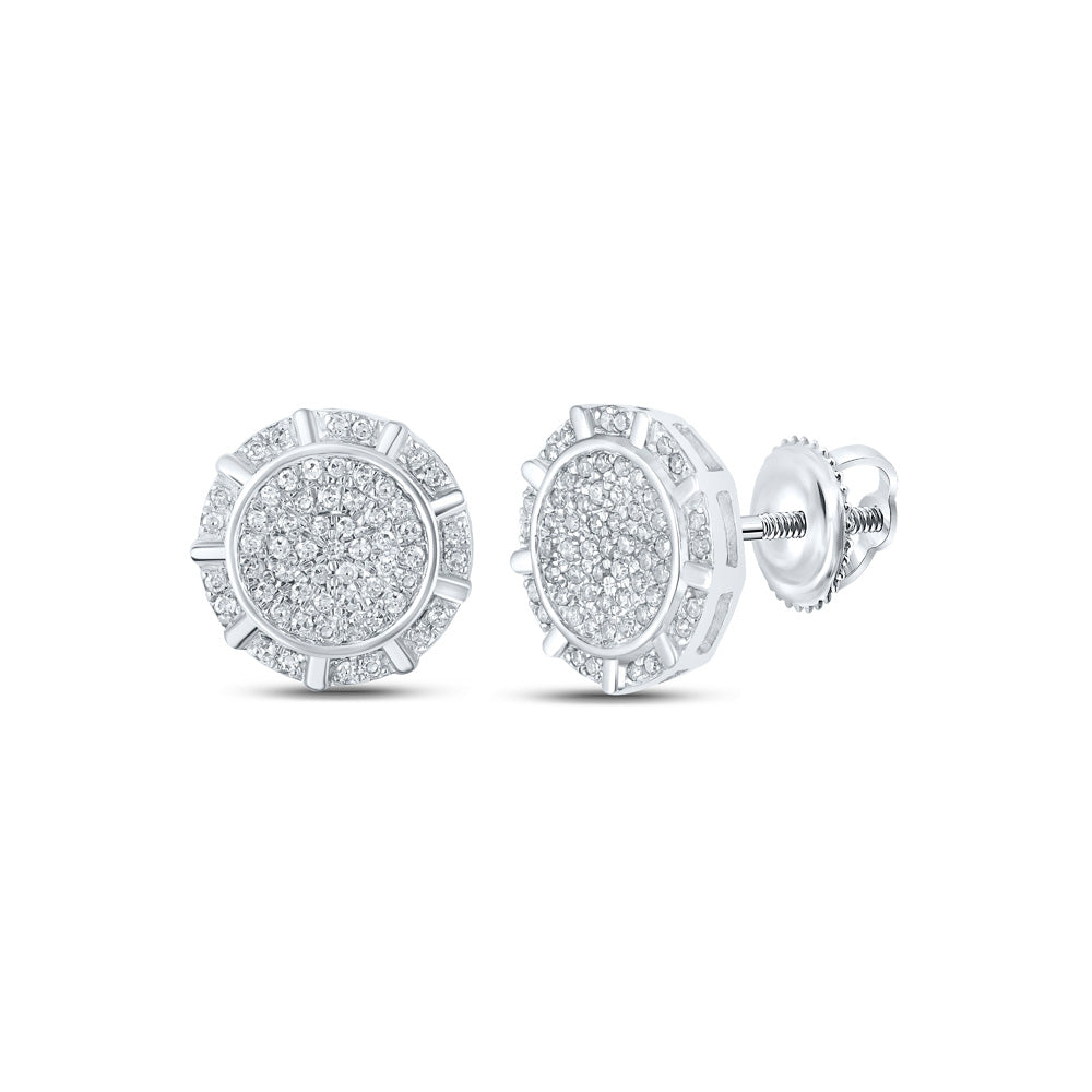 10kt White Gold Womens Round Diamond Circle Earrings 1/3 Cttw