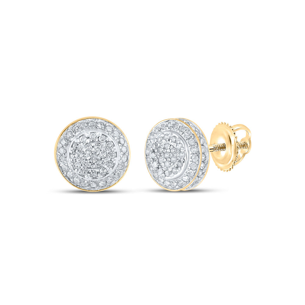 10kt Yellow Gold Womens Round Diamond Cluster Earrings 1/3 Cttw