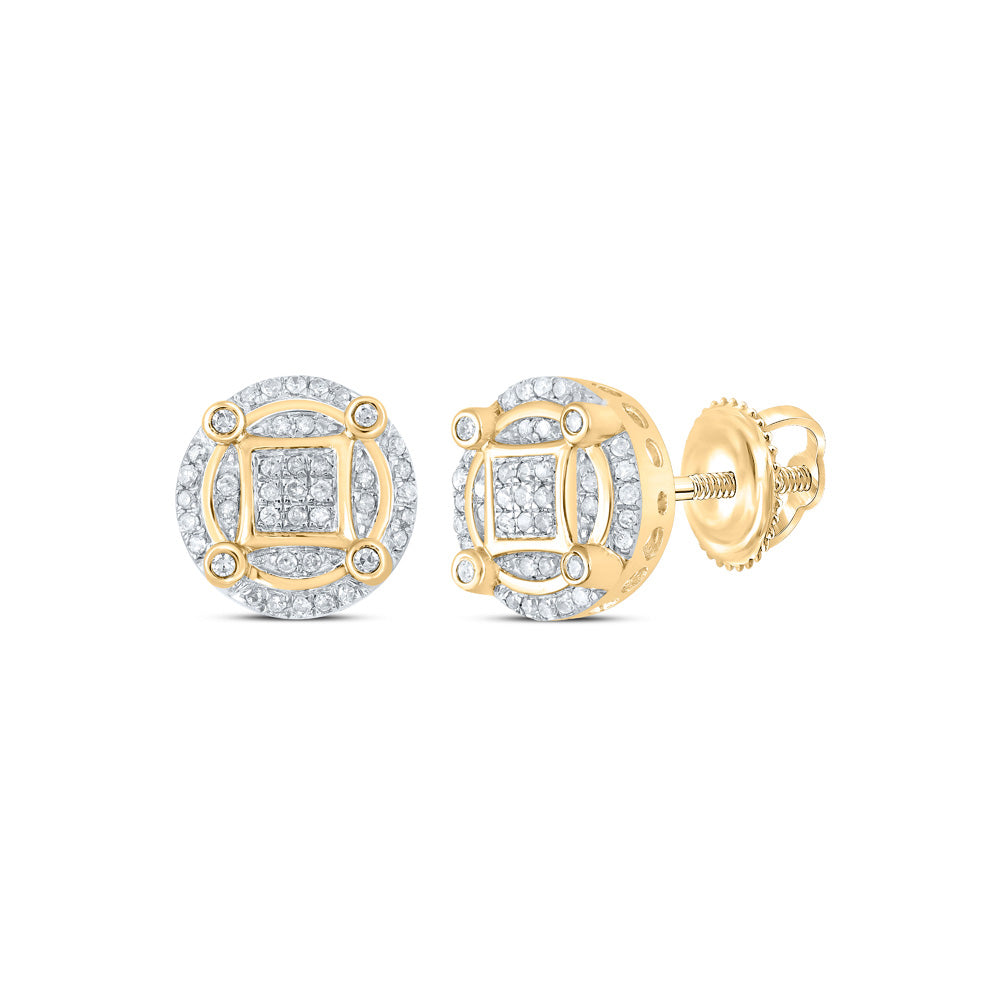 10kt Yellow Gold Womens Round Diamond Cluster Earrings 1/4 Cttw