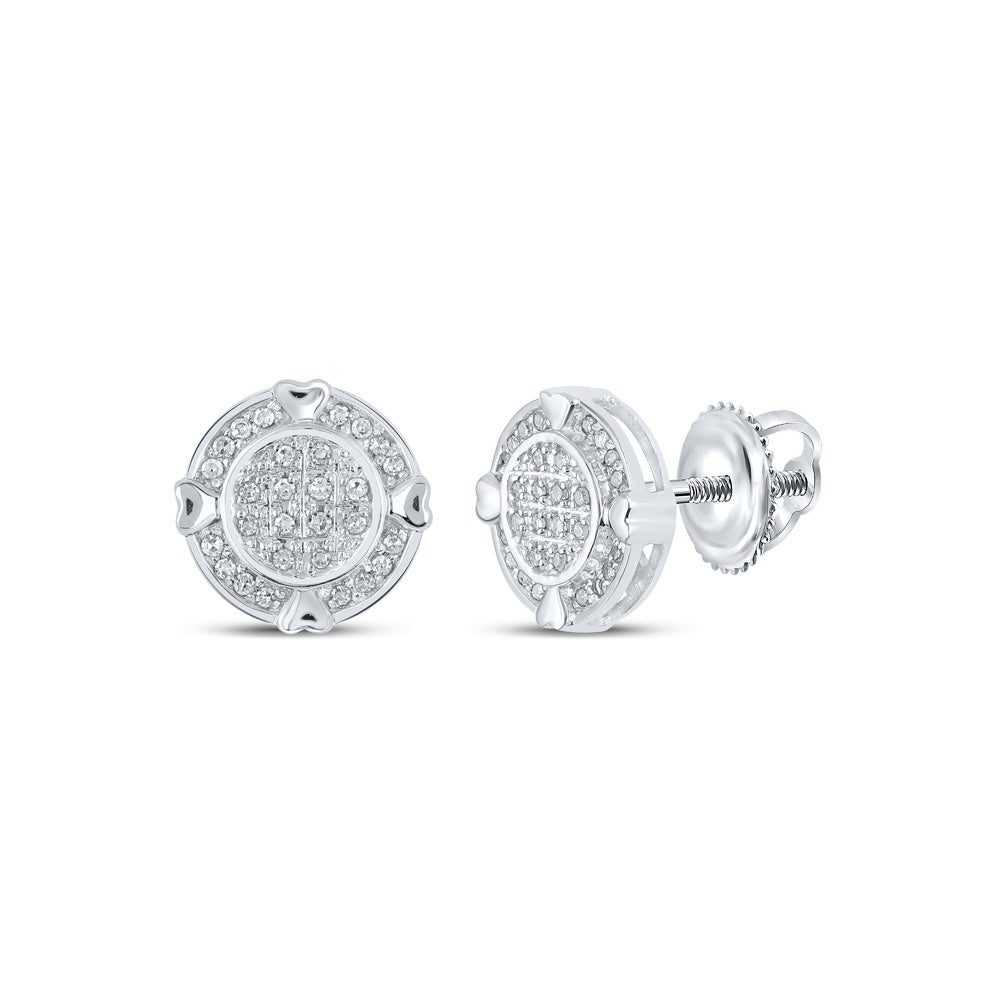 10kt White Gold Womens Round Diamond Circle Earrings 1/6 Cttw