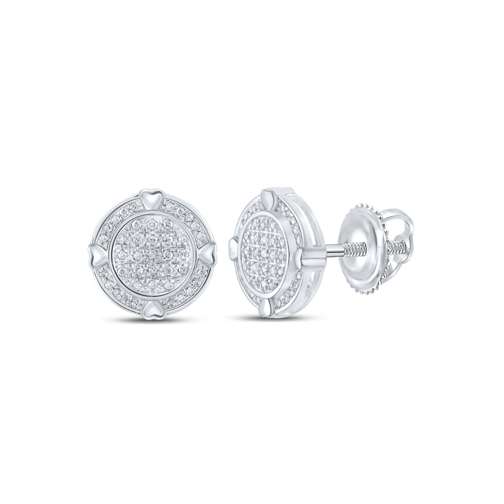 10kt White Gold Womens Round Diamond Circle Earrings 1/4 Cttw