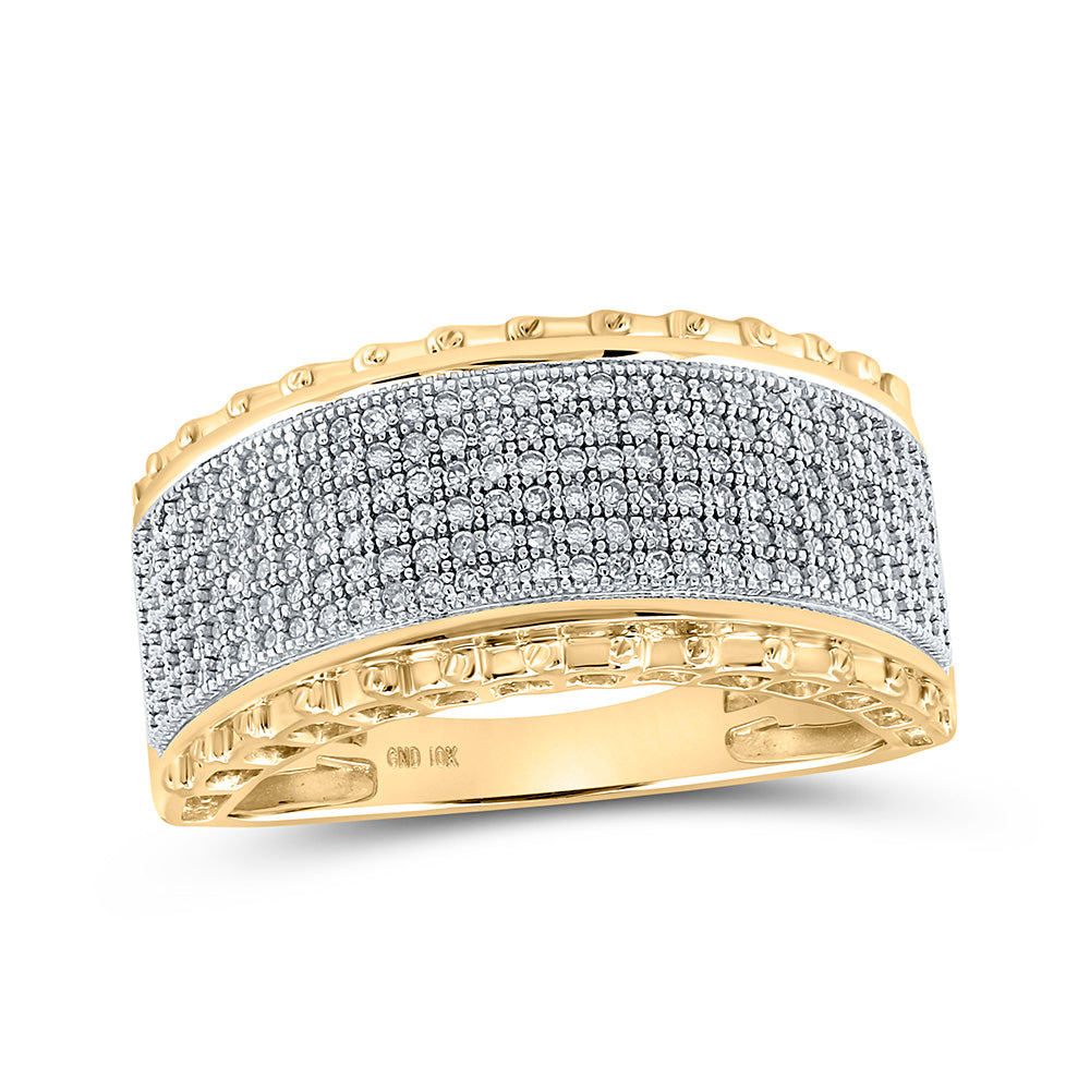 10kt Yellow Gold Mens Round Diamond Band Ring 1/2 Cttw