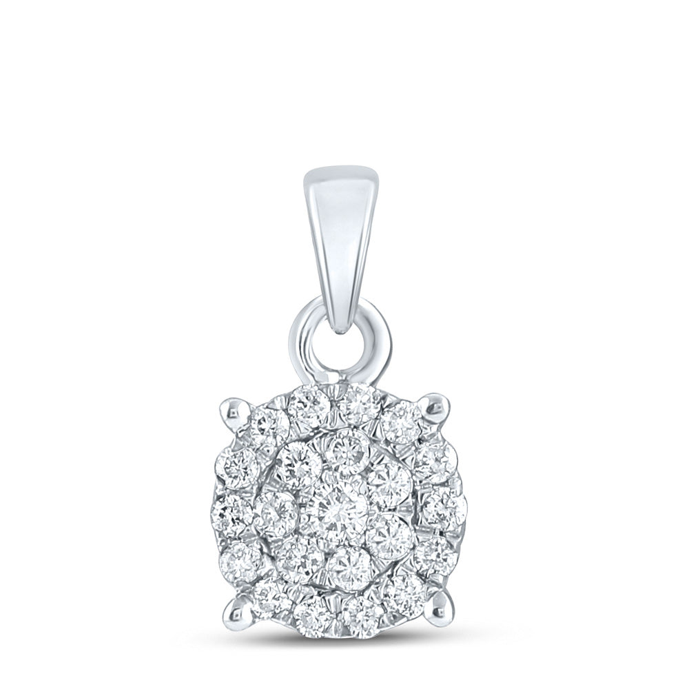 10kt White Gold Womens Round Diamond Cluster Pendant 1/4 Cttw